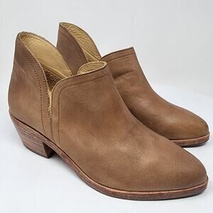 Nisolo Mia Everyday Ankle Boot Women 6.5M Almond Leather Stacked Heel Pull-on